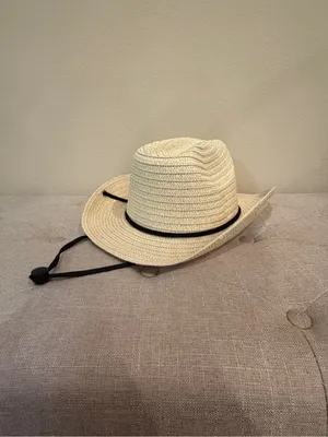 Women's Straw Cowboy Hat - Cream with Black Band thumbnail 6