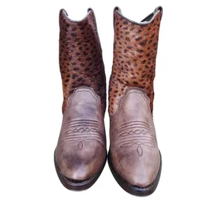 Ratio Leopard Print Haircalf Leather Cowboy Boots Brown Women‎ Size 7.5 thumbnail 2