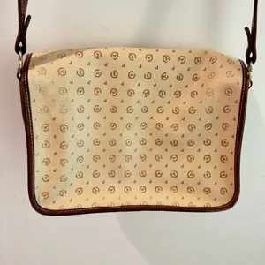 Vintage Pollini Italian Leather Logo Shoulder‎ Bag Satchel Cream/Brown thumbnail 14