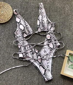 B44 Womens SnakePrint Cutout Swimsuit Size Medium thumbnail 2