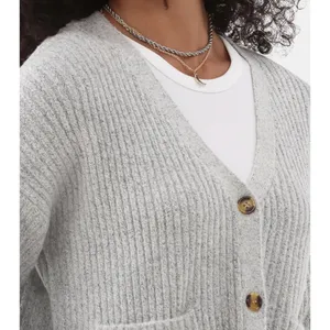 No Boundaries Womens Cardigan Sz XXL Light Grey Ribbed Button Front Cropped Soft thumbnail 2