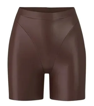 Skims Faux Leather Biker Shorts in Cocoa Brown, Size S​​​​ thumbnail 1