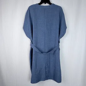 Women's‎ Denim Blue Split V-Neck Cap Sleeve Back Tie Tunic Dress 2XL Plus Size thumbnail 4