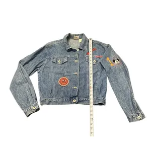 Vintage 90s Disney Mickey & Co Mickey Time Classic Denim Jean Jacket‎ Size S/M* thumbnail 4