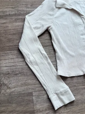 aerie vintage white casual long sleeves top femenine preppy minimalist sz XL thumbnail 6