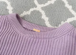 Free People Lilac Rib Knit Oversized Cropped Sweater thumbnail 7