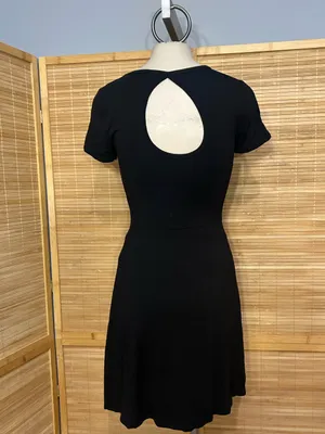 Garage black fit and flare skater dress scoop neck short sleeve comfy woman’s XS thumbnail 3