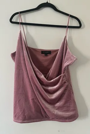 Banana Republic Pink Velvet Cowl Neck Blouse XL Balletcore Romantic Minimalist thumbnail 1