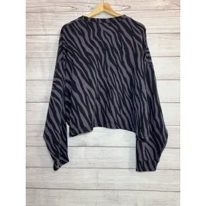 Nike Women's Sports Icon Clash Animal Print Crewneck Sweatshirt LARGE PURPLE-BLK thumbnail 4