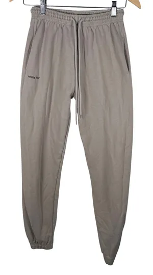 White Fox Sweatpants Women XS Beige Jogger Elastic Waist Logo‎ Loungewear thumbnail 1