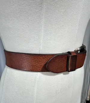 Tommy Hilfiger Brown Vintage Leather Belt 42 Western Tooled Classic Buckle thumbnail 3