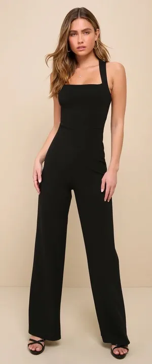 Lulus Glamorous Dedication Black Sleeveless Wide-length Jumpsuit - Size L thumbnail 1