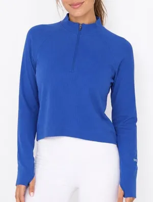 DSG Womens Momentum Seamless 1/4 Zip Pullover Royal Blue Size S thumbnail 1