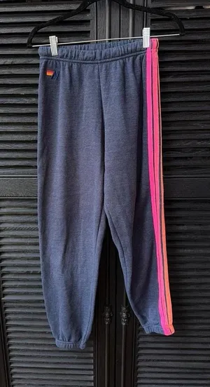 Aviator Nation sweatpants embroidered rainbow logo women's small thumbnail 1
