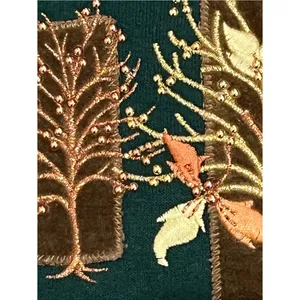 Pleasant Shade Vintage Green Embellished Fall Leaves Crewneck Sweater Size Large thumbnail 6