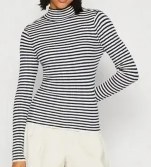 Abercrombie & Fitch Navy and White Slim Rib Turtleneck Sweater - XL - Like New thumbnail 1