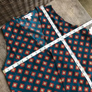 LuLaRoe Womens Duster Sz‎ S Joy Long Vest Teal Blue Orange Geometric Artsy NEW thumbnail 7