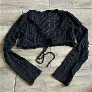 Tiger Mist Black Sheer Long Sleeve Top thumbnail 1