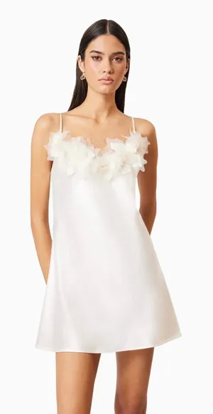 Elliatt Katalina 3D Floral Appliqué Mini Dress in Ivory thumbnail 1