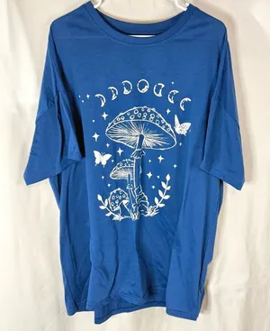 Shein Curve Goblincore Dark Academia Cottagecore Mushroom Short Sleeve T-Shirt thumbnail 1