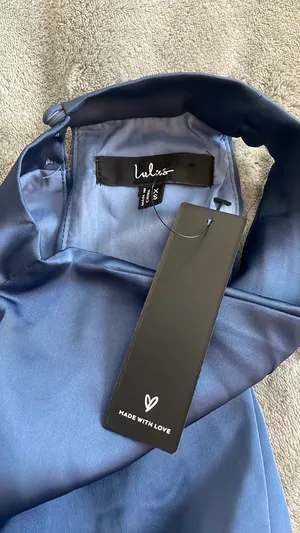 NWT Lulu’s Slate Blue Asymmetrical Maxi Dress thumbnail 3