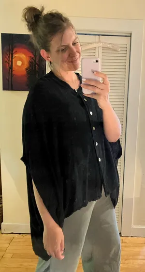 Oh My Gauze Black Oversized Button Down Shirt Size 2 Size M thumbnail 1