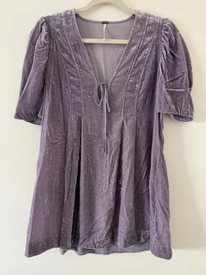 Free people Adele Velvet Tunic Blouse violet/purple size small thumbnail 5