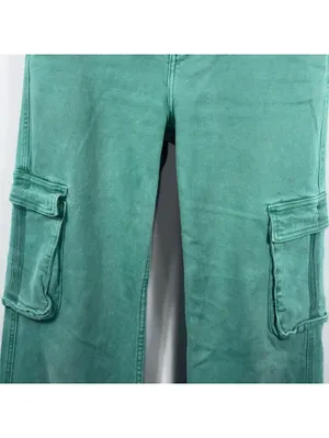 Risen Jeans Women’s Cargo Wide Leg Pants Size 9/29 Green Stretch Denim thumbnail 3