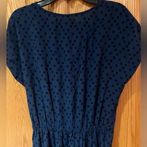 Madewell Navy Blue Wrap-Front Draped‎ Mini Dress in Brushstroke Diamond Size XS thumbnail 11