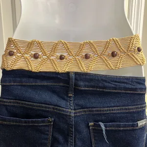 PINK - Victoria's Secret Macrame Corded Belt with Leather Inspired Belt Ends and Brass Buckle thumbnail 7