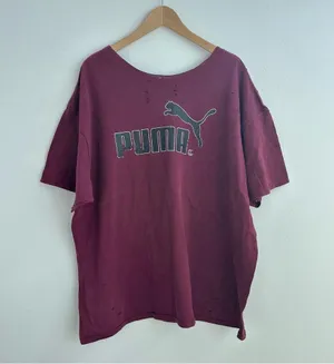 Burgundy Puma Off the Shoulder T-shirt thumbnail 1