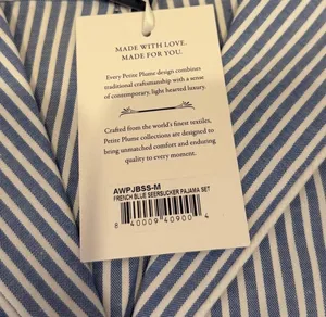 Petite Plume Women's Twill Pajama Set in French Blue Heritage Stripe thumbnail 6
