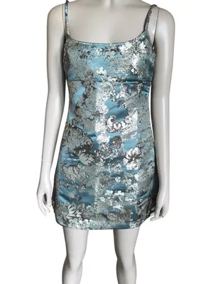 Urban Outfitters Blue and Silver Patterned Dress thumbnail 2