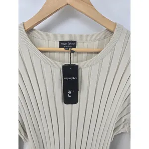 Mayas Place Sweater Dress Womens 2XL Bone Ribbed Maxi Long Sleeve‎ Ribbed Knit thumbnail 3