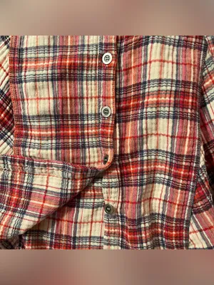 Free People Red Plaid Button-Up Shirt Cotton Gauze crinkle thumbnail 13