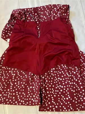 Hayden Los Angeles V-Neck Burgundy Polka Dot Button-Front Jumpsuit thumbnail 15