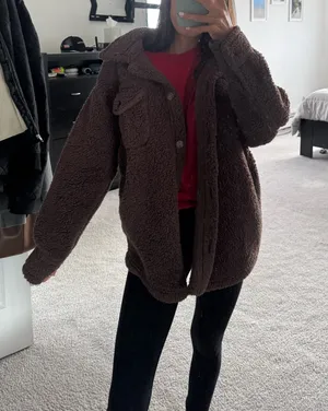 Brown Teddy Jacket Black thumbnail 1