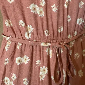 Bohme Cottagecore Short Sleeve Midi Dress Peach Floral Daisy Womens Small thumbnail 7