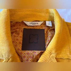 Liz Claiborne Yellow Corduroy Double Breasted Pea Coat Jacket Size L EUC thumbnail 8