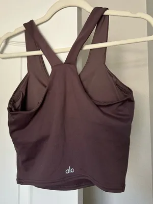 ALO Real Bra Tank V-Neck Racerback Cropped with Bra Shelf thumbnail 2