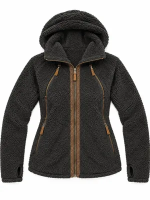 KÜHL Black Charcoal Sherpa Fleece Hooded Jacket Zip Front Size L thumbnail 5