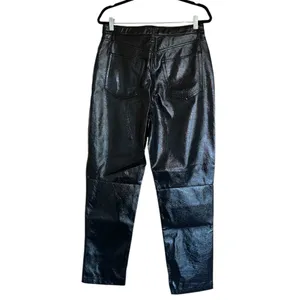NWT Abercrombie & Fitch The 90s Straight Ultra High Rise Faux Leather Pant thumbnail 5