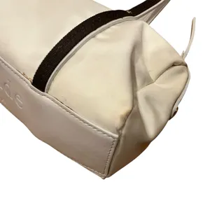 Kate Spade New York white and brown trim small nylon Tote handbag thumbnail 6