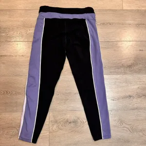 Champion Womens Black Purple Stripe Athletic‎ Leggings Activewear Medium M thumbnail 2