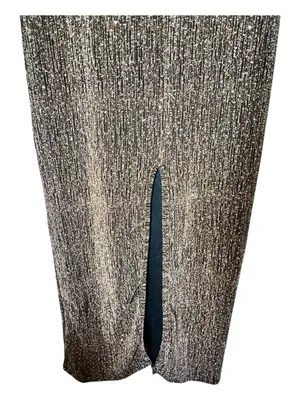 Strech Long Sleeve Metallic Maxi Dress Brillant Gold-Bronze S thumbnail 3