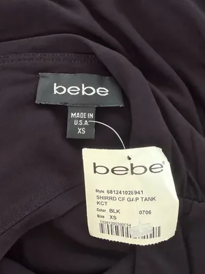 Vintage Bebe Black Shirred Plunge Tank Top thumbnail 4
