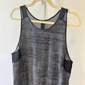 Lululemon Mesh Back Racerback Tank Top Space Dye Black White Size Small thumbnail 3