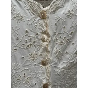 NEW NWT Lace Works Handmade Eyelet Lace Blouse Ivory Cropped Top Womens Small thumbnail 8