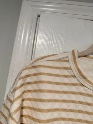 NWOT J. Crew Size S Tan Cream Reversible Quilted Striped Crew Sweatshirt thumbnail 3