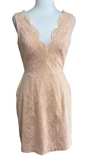 ASOS Dress Peach Pink Floral Lace V-Neck Open Back Formal Wedding Guest Hoco 4 thumbnail 1